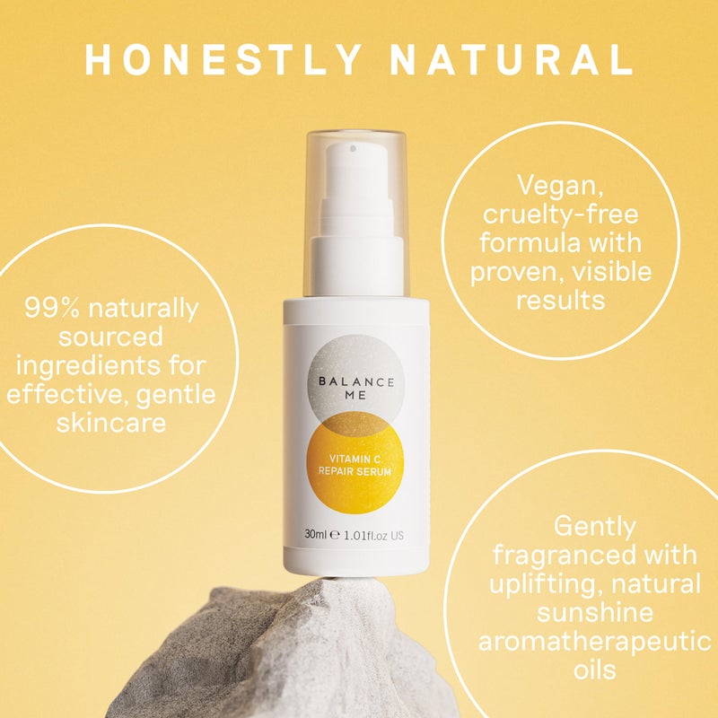 Balance Me Vitamin C Repair Serum, Brightening Face Serum with Hyaluronic Acid, Anti-Aging Vitamin C Serum for Dark Spots, Uneven Tone & Dull Skin, Hydrating & Natural Skincare, (1 x 1.01 fl oz) - Image 5